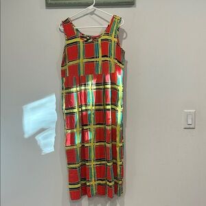 Jams World Colorful Plaid Dress art to wear vintage 90s midi sleeveless medium